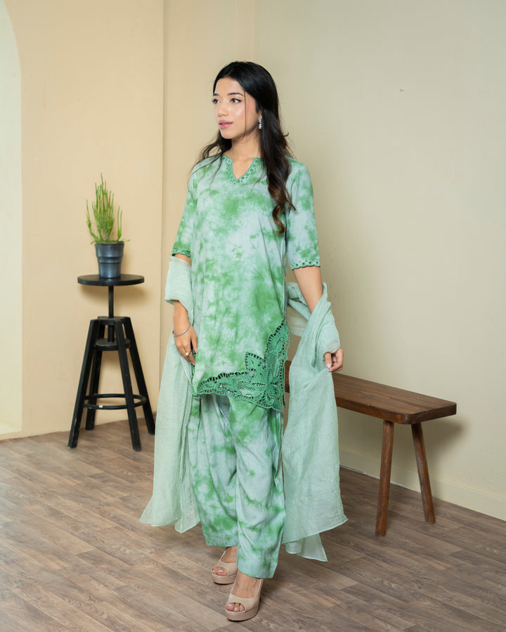Urooj Atelier - Irish Suit For Women - Forest Green - 3 Piece
