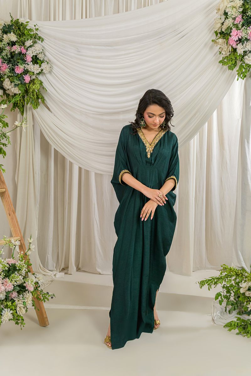 Alishba Kashif - VERDE - Emerald Green - Korean Rawsilk - 1 Piece