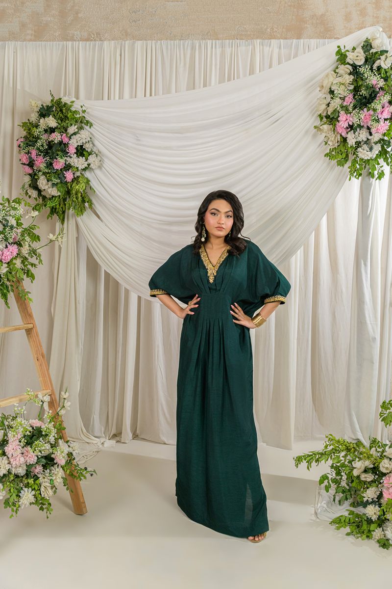 Alishba Kashif - VERDE - Emerald Green - Korean Rawsilk - 1 Piece