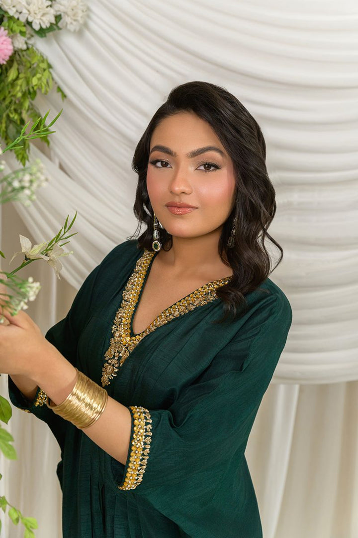 Alishba Kashif - VERDE - Emerald Green - Korean Rawsilk - 1 Piece