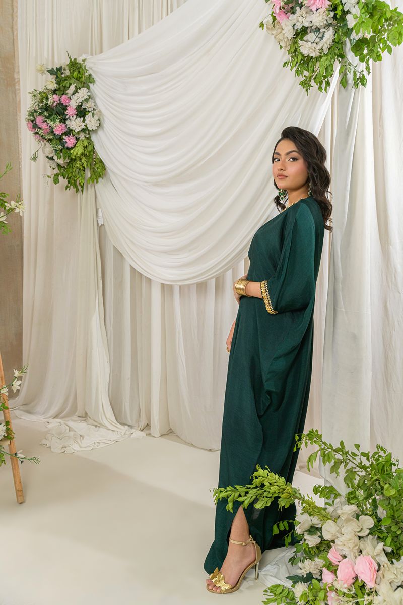 Alishba Kashif - VERDE - Emerald Green - Korean Rawsilk - 1 Piece