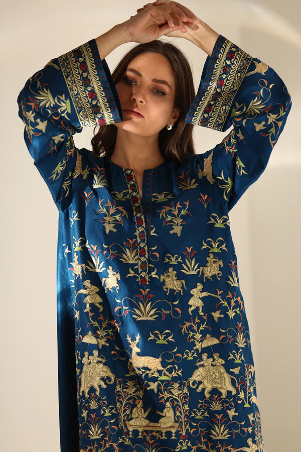 Sania Maskatiya - Veya - Raw Silk / Raw Silk - Teal Blue - 2 Piece