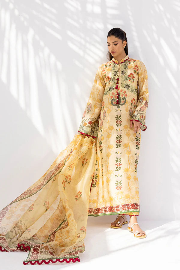 Sania Maskatiya - Veza - Khaddi Silk , Organza , Raw Silk - Warm Sand - 3 Piece