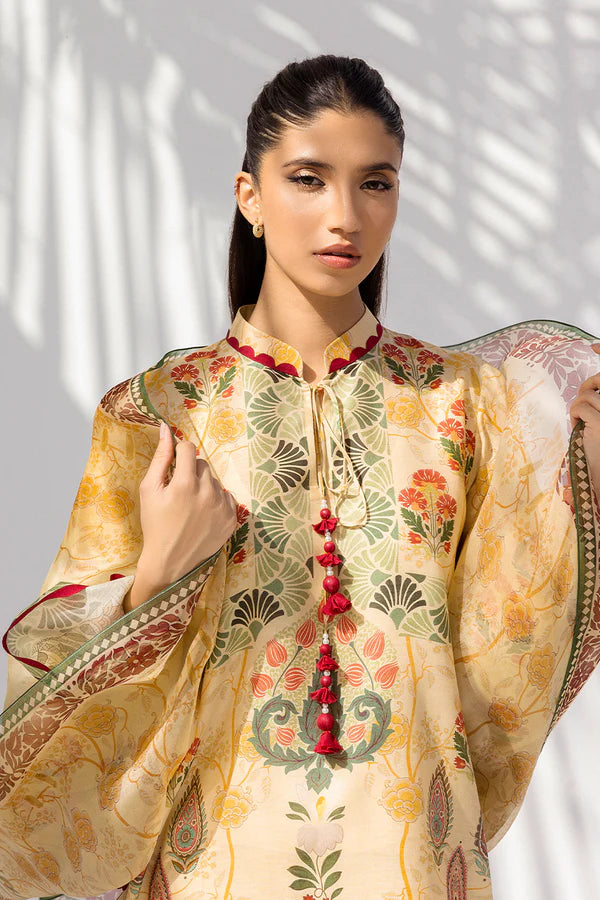 Sania Maskatiya - Veza - Khaddi Silk , Organza , Raw Silk - Warm Sand - 3 Piece