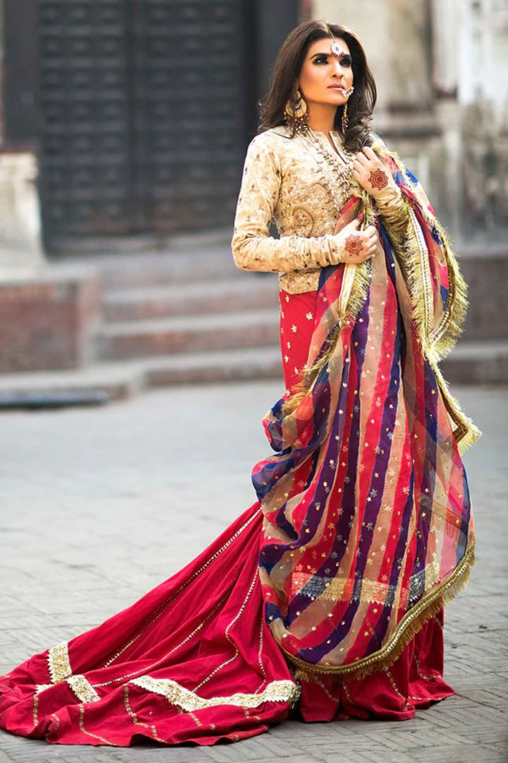 Pinktree - Vintage garland - Gharara - Gold & Red - Cotton - 3 Piece