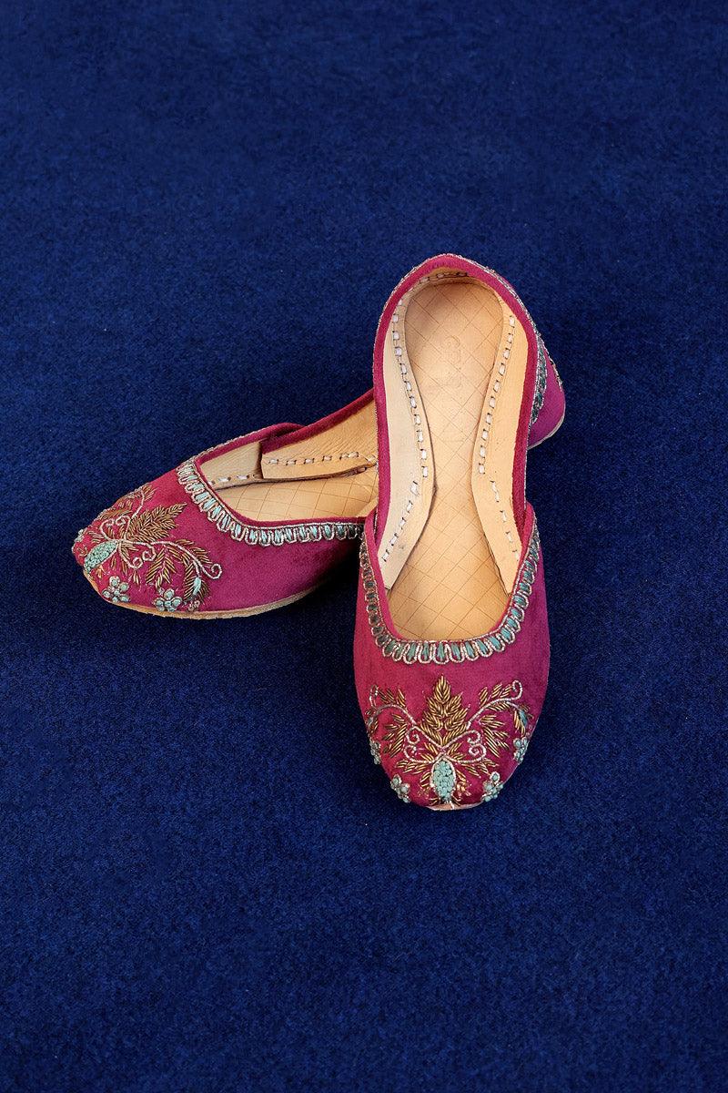 Generation - Cinnamon Zardozi Khussa - Maroon - Leather