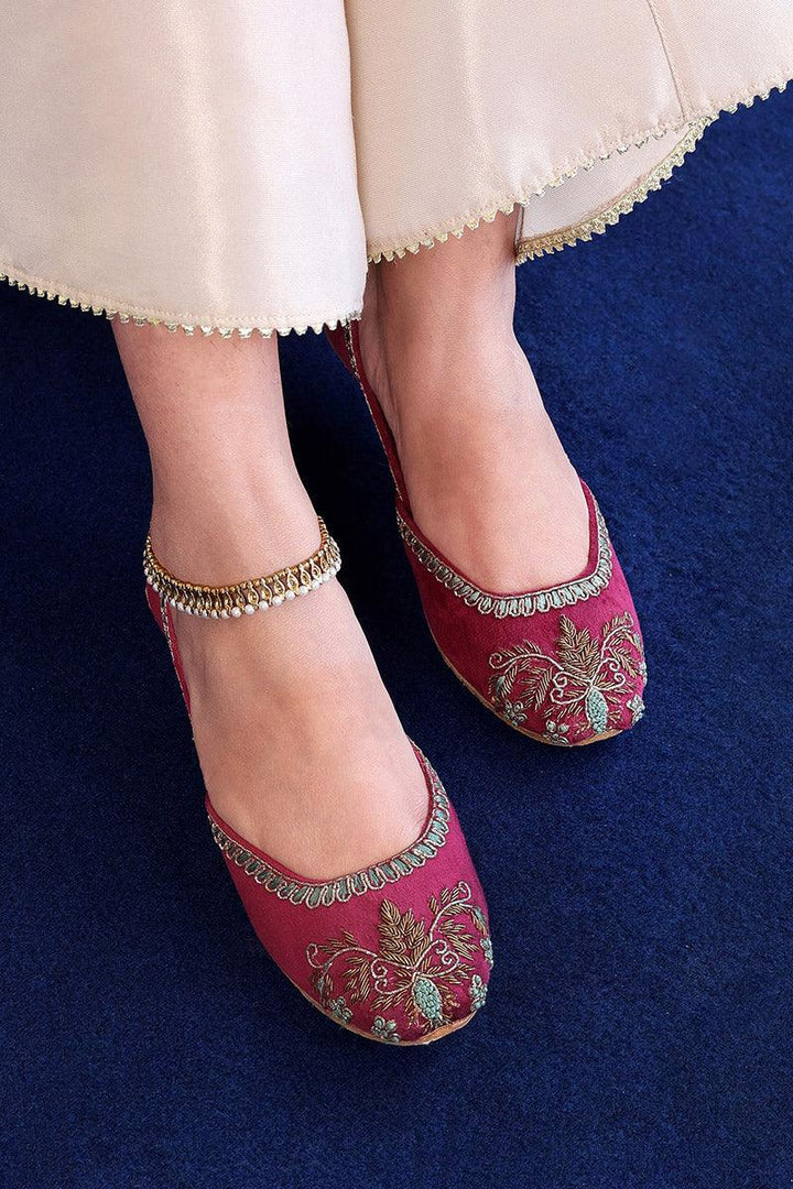 Generation - Cinnamon Zardozi Khussa - Maroon - Leather