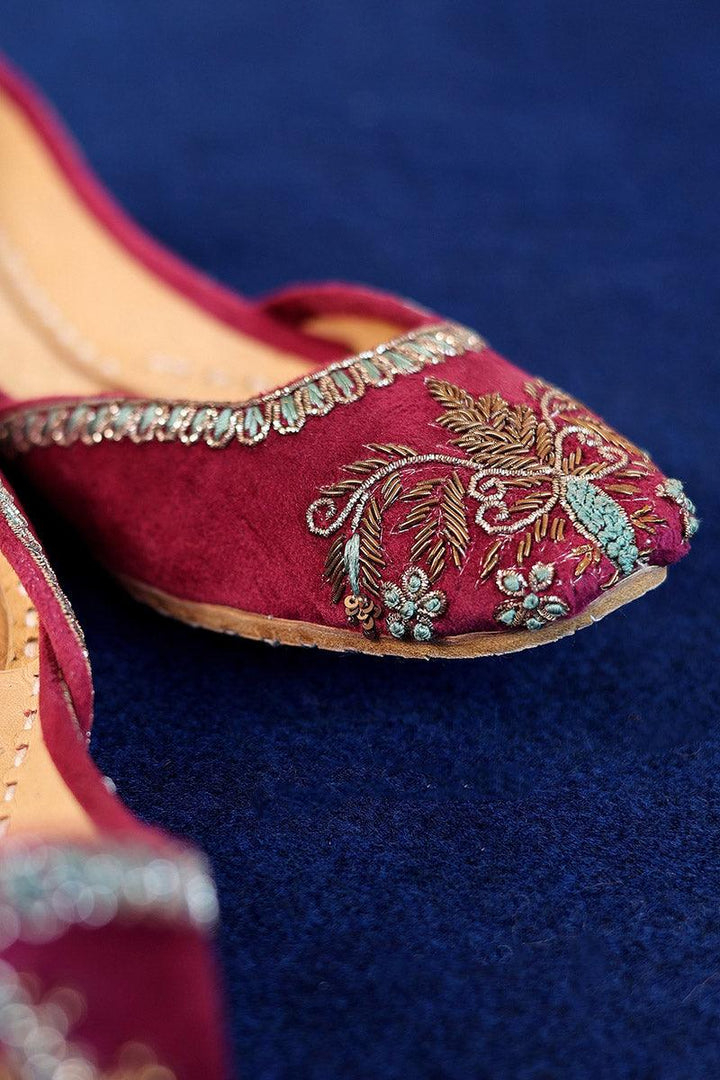 Generation - Cinnamon Zardozi Khussa - Maroon - Leather