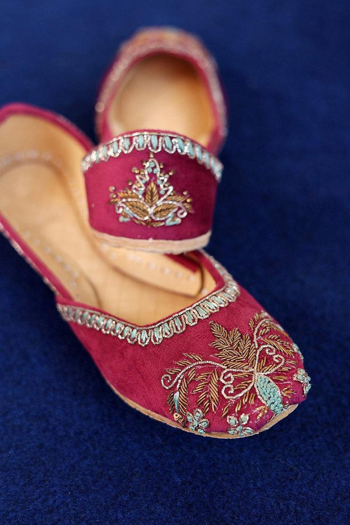 Generation - Cinnamon Zardozi Khussa - Maroon - Leather
