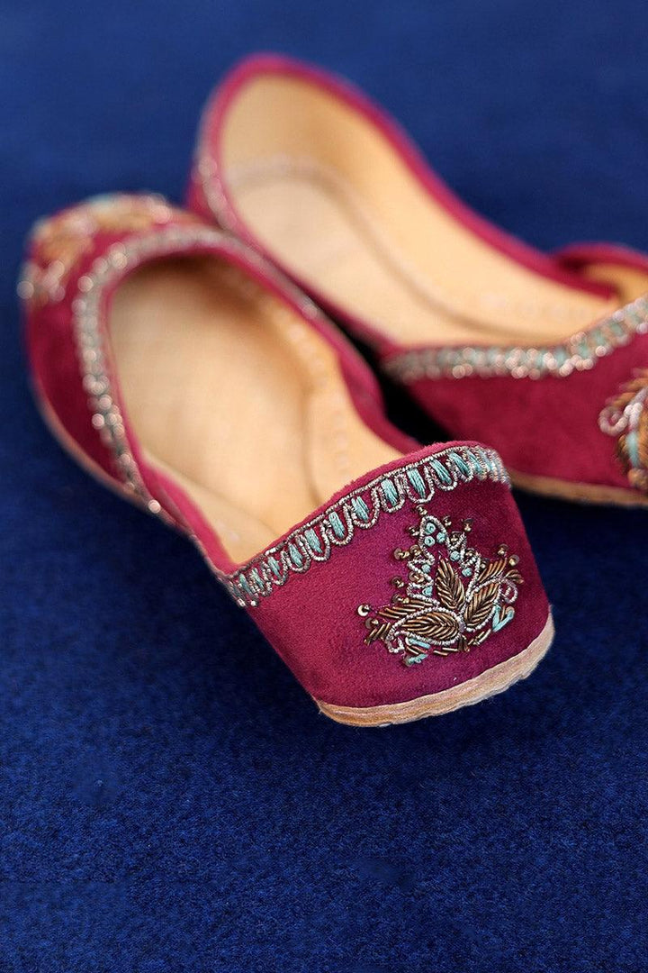 Generation - Cinnamon Zardozi Khussa - Maroon - Leather