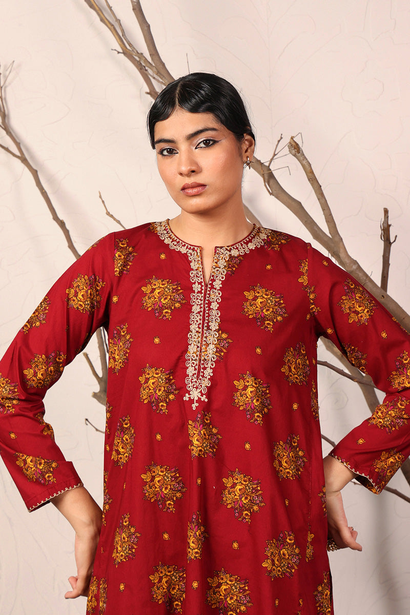 Generation - In The Garden Embroidered 2 Piece - Cambric - Maroon