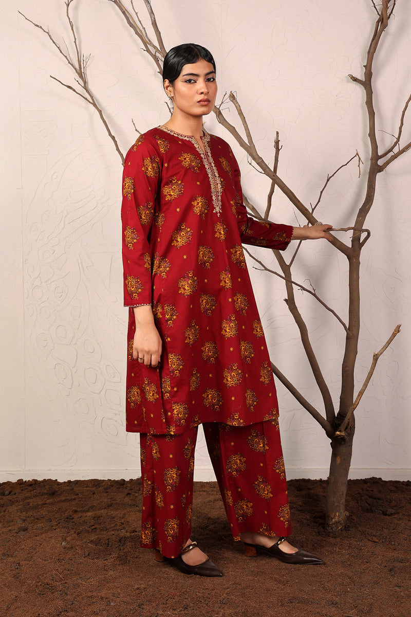 Generation - In The Garden Embroidered 2 Piece - Cambric - Maroon