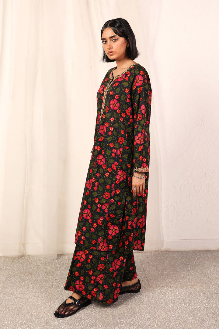 Generation - Embroidered Floret Set - Black - Cambric - 2 Piece