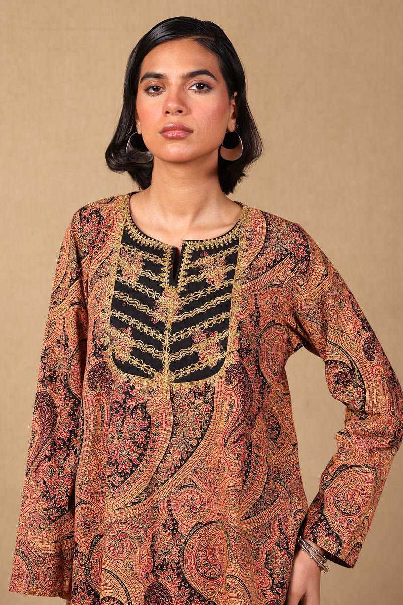 Generation - Embroidered Boho Paisley 2 Piece - Cambric - Black
