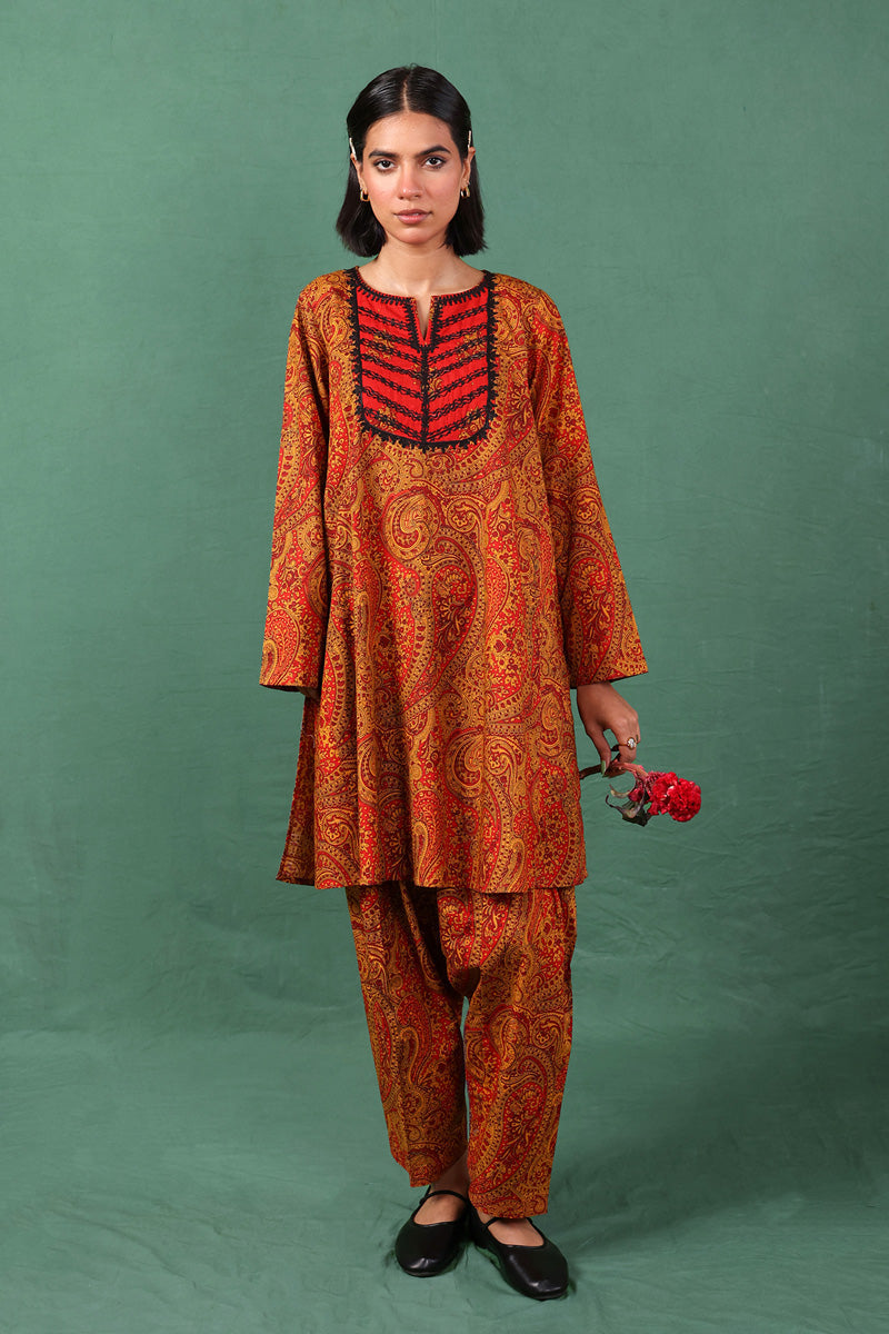 Generation - Embroidered Boho Paisley 2 Piece - Cambric - Black