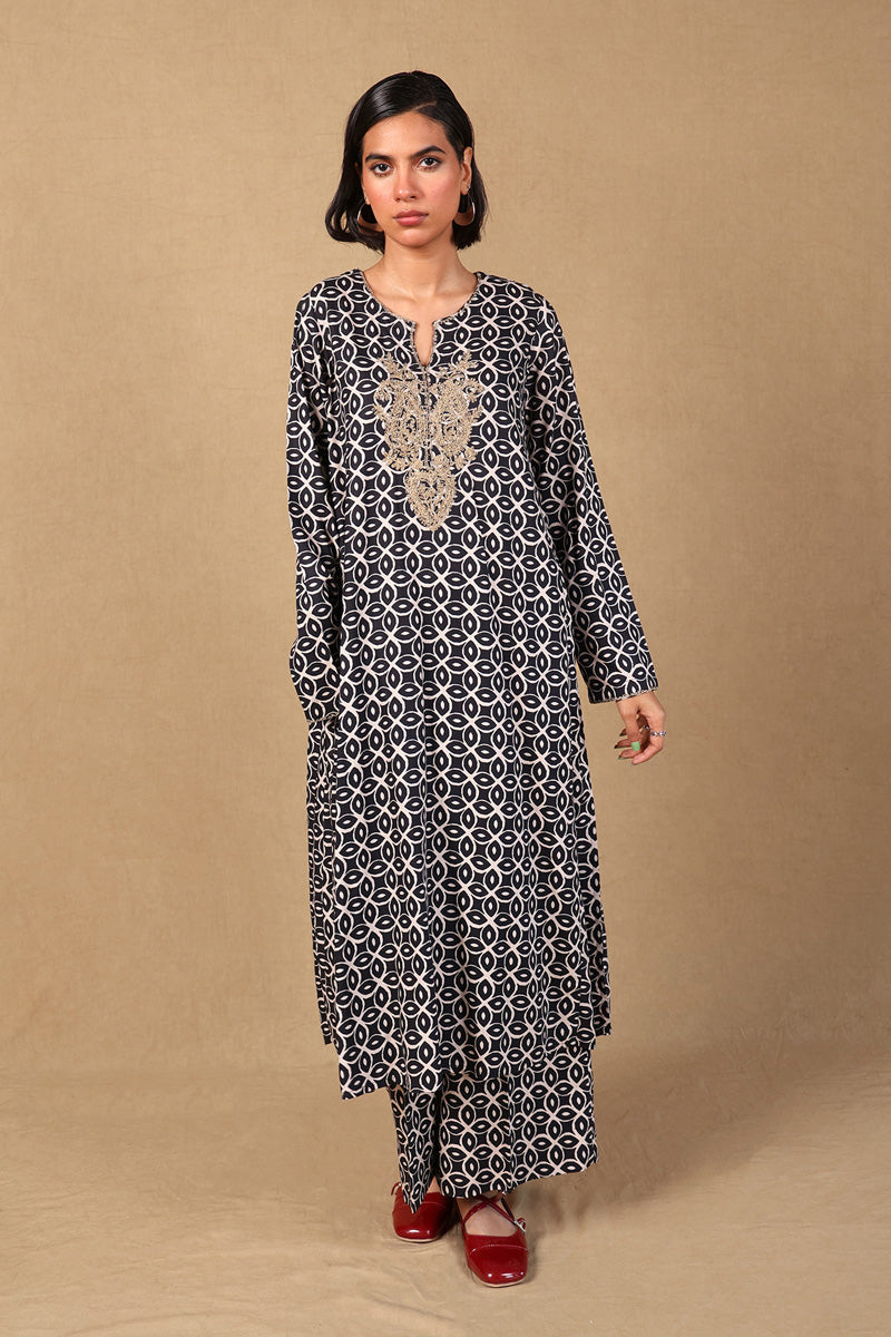 Generation - Embroidered Zawiya 2 Piece - Cambric - Black