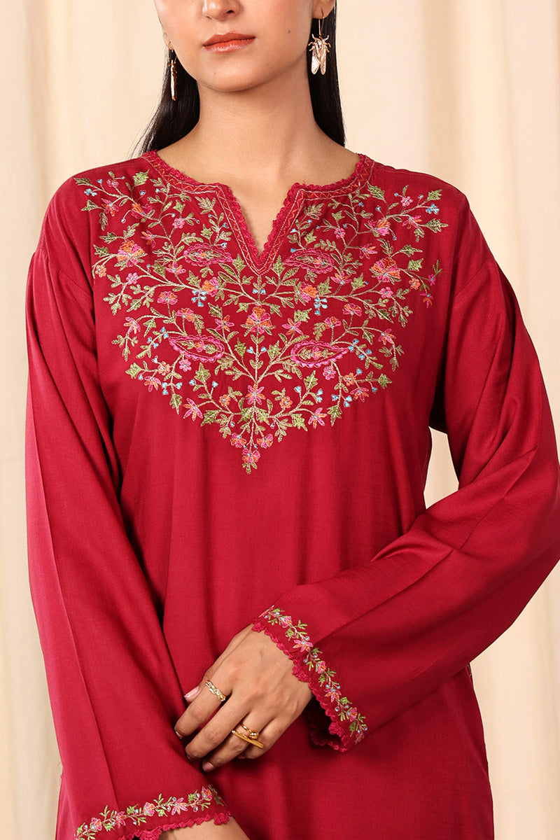 Generation - Chaar Kali 2 Piece Set - Cotton - Maroon