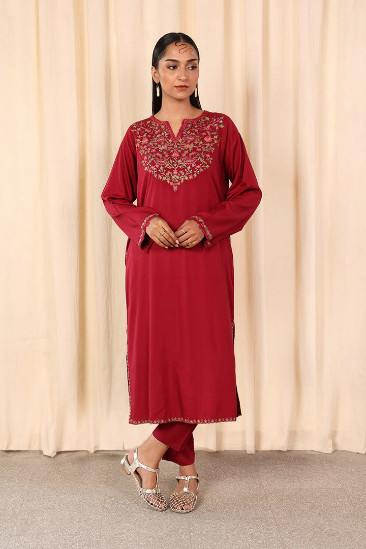 Generation - Chaar Kali 2 Piece Set - Cotton - Maroon