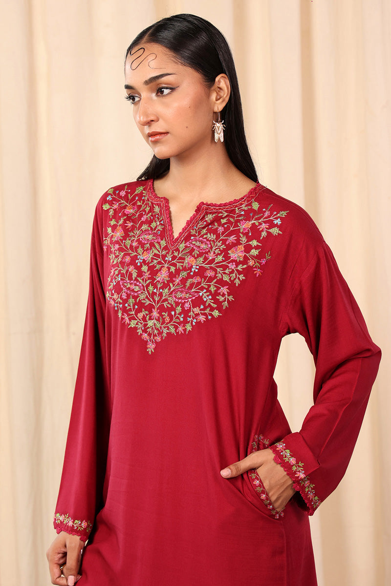 Generation - Chaar Kali 2 Piece Set - Cotton - Maroon