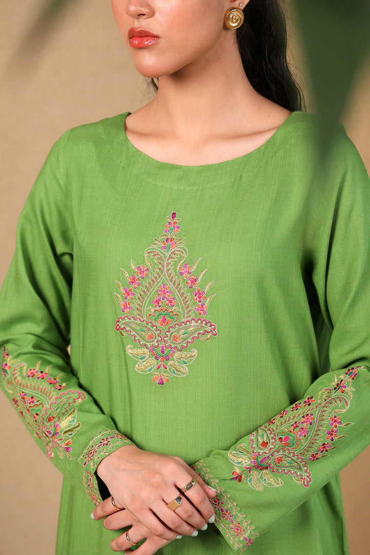 Generation - Embroidered Chaar Kali 2 Piece Set - Cotton - Green