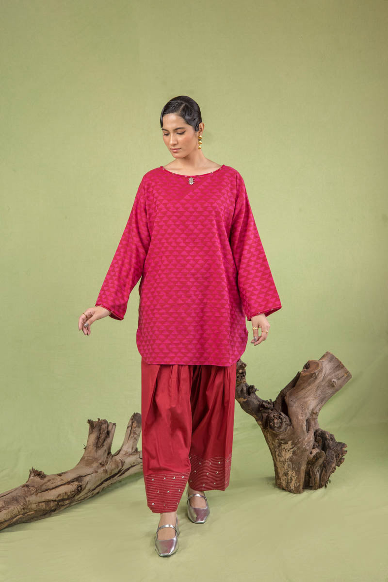 Generation - Floral Ikat 2 Piece Set - Cambric - Red