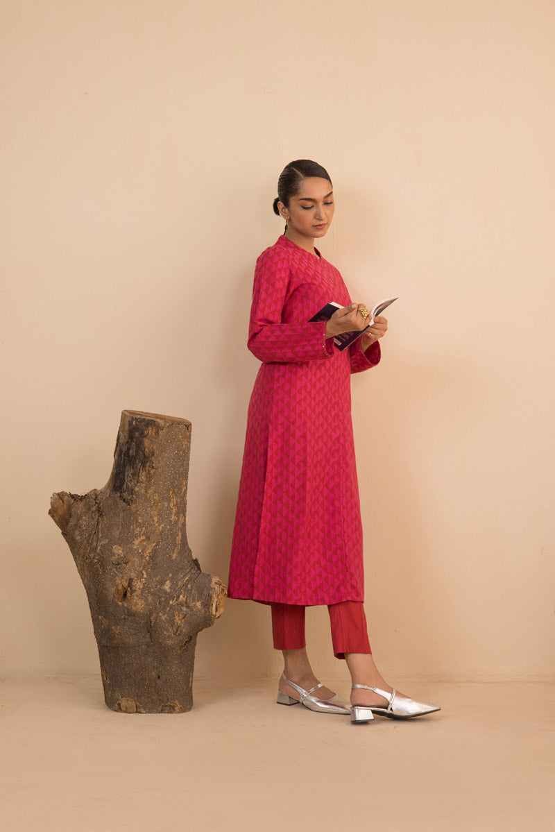 Generation - Contemporary Floral Ikat - Cambric - Red - 2 Piece