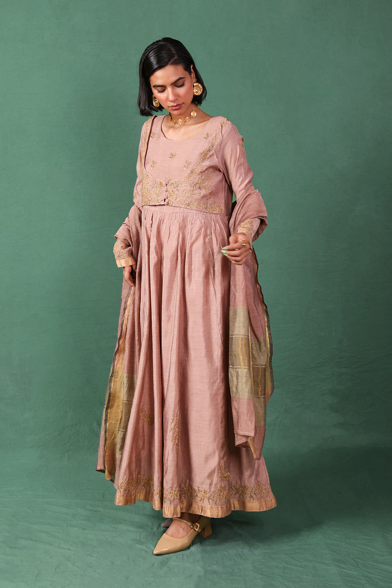 Generation - Regal Anarkali 2 Piece Set - Cotton - Peach