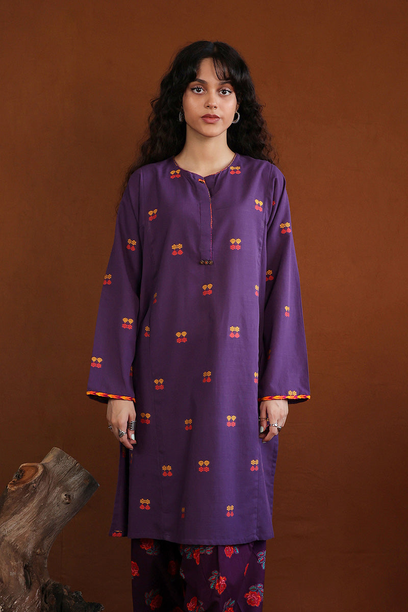 Generation - Khaddiyan Print Blocked Kurta - Cambric - 1 Piece