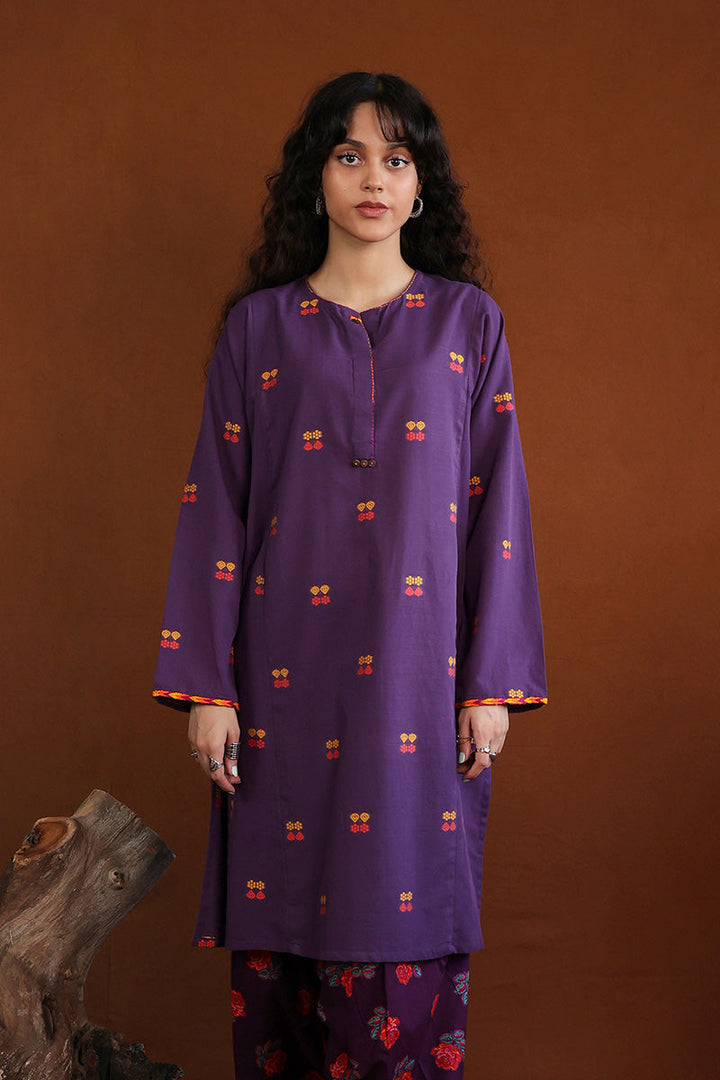 Generation - Khaddiyan Print Blocked Kurta - Cambric - 1 Piece
