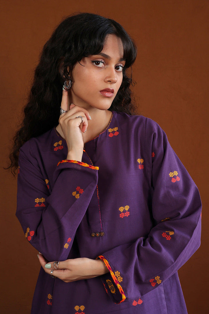 Generation - Khaddiyan Print Blocked Kurta - Cambric - 1 Piece