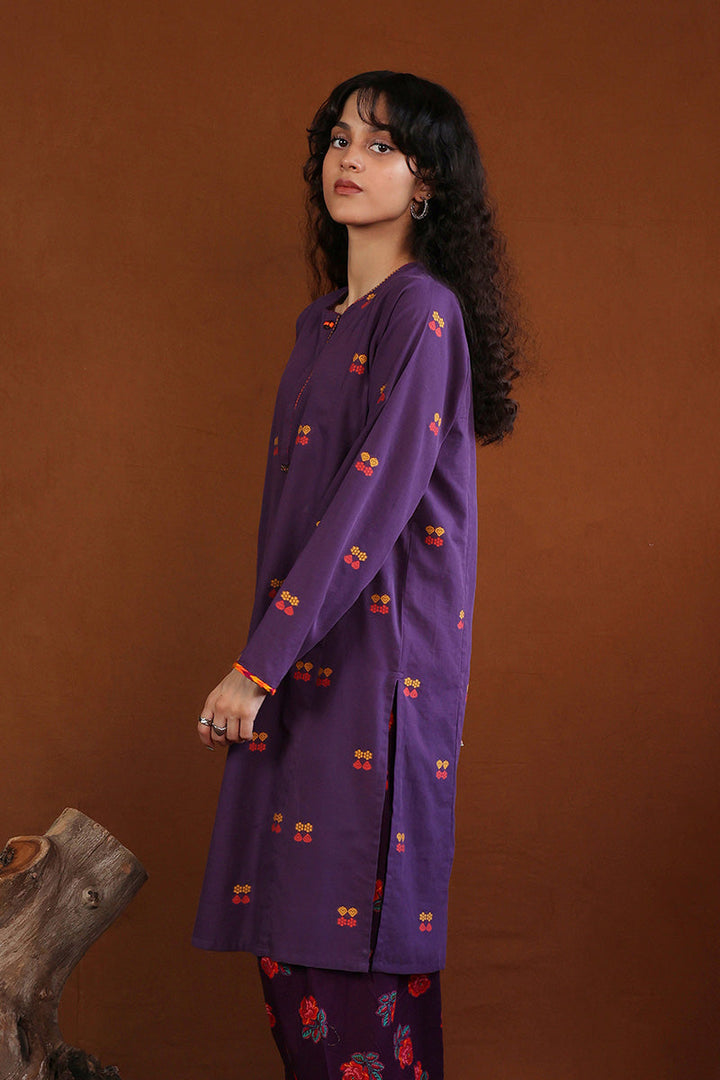 Generation - Khaddiyan Print Blocked Kurta - Cambric - 1 Piece