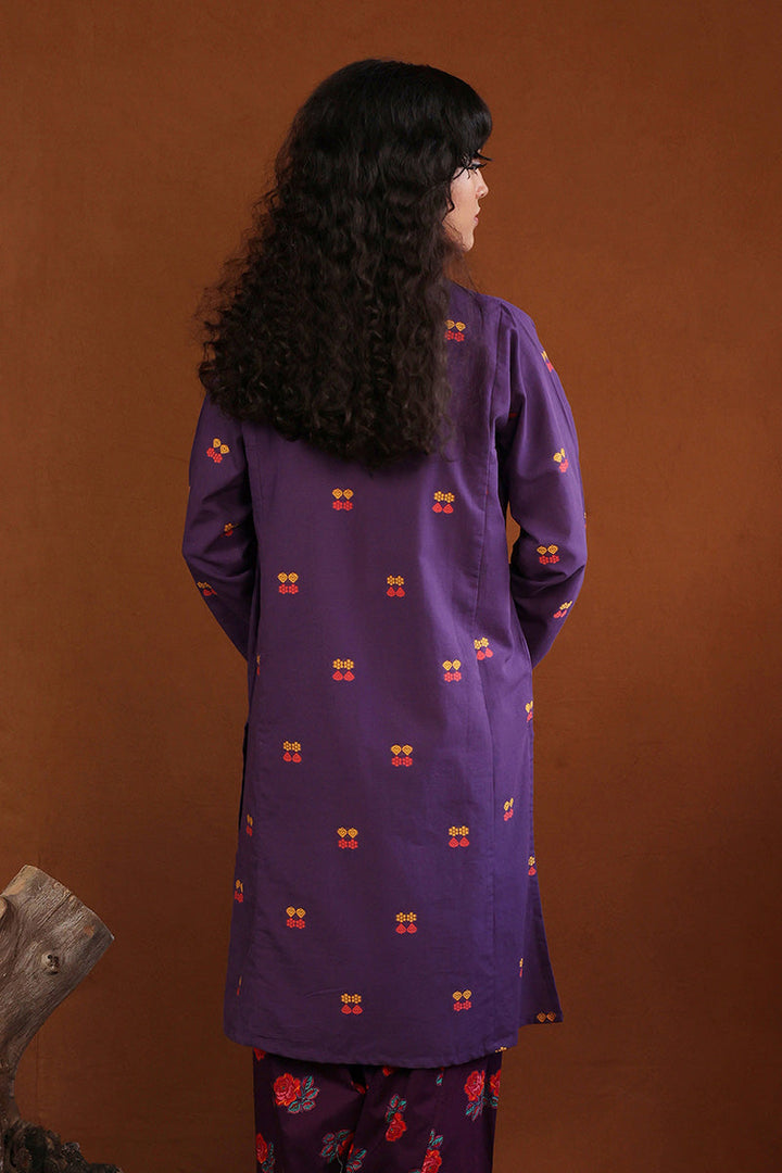 Generation - Khaddiyan Print Blocked Kurta - Cambric - 1 Piece