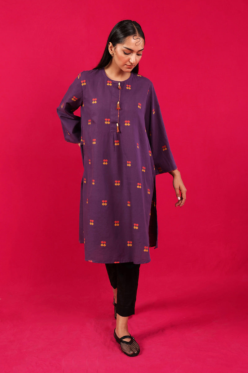Generation - Khaddiyan Kurta - Cambric - Purple - 1 Piece