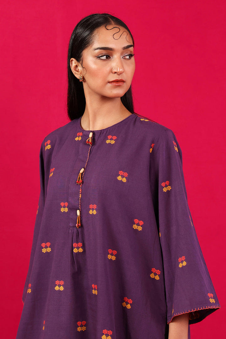 Generation - Khaddiyan Kurta - Cambric - Purple - 1 Piece