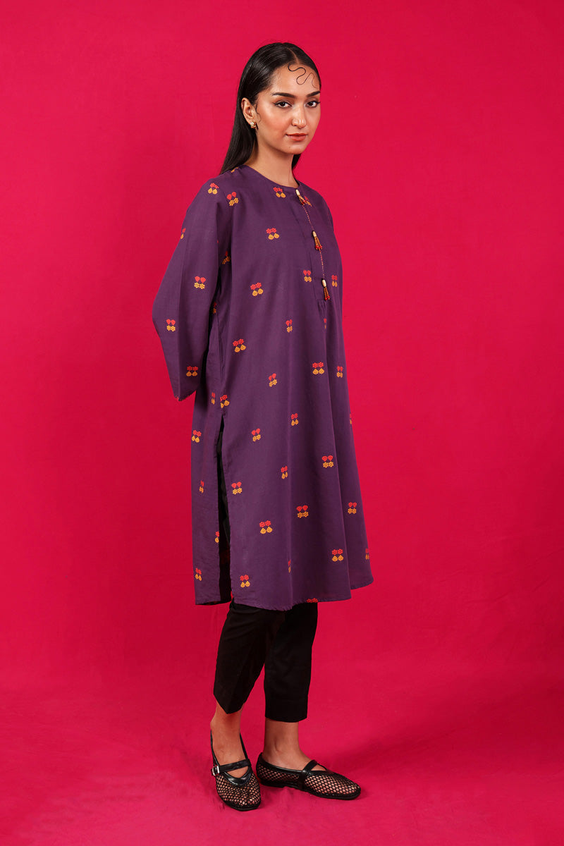 Generation - Khaddiyan Kurta - Cambric - Purple - 1 Piece