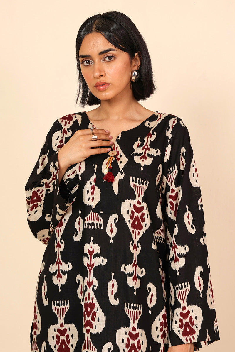 Generation - Timeless Weave Tassel Shirt - Black - Cambric - 1 Piece