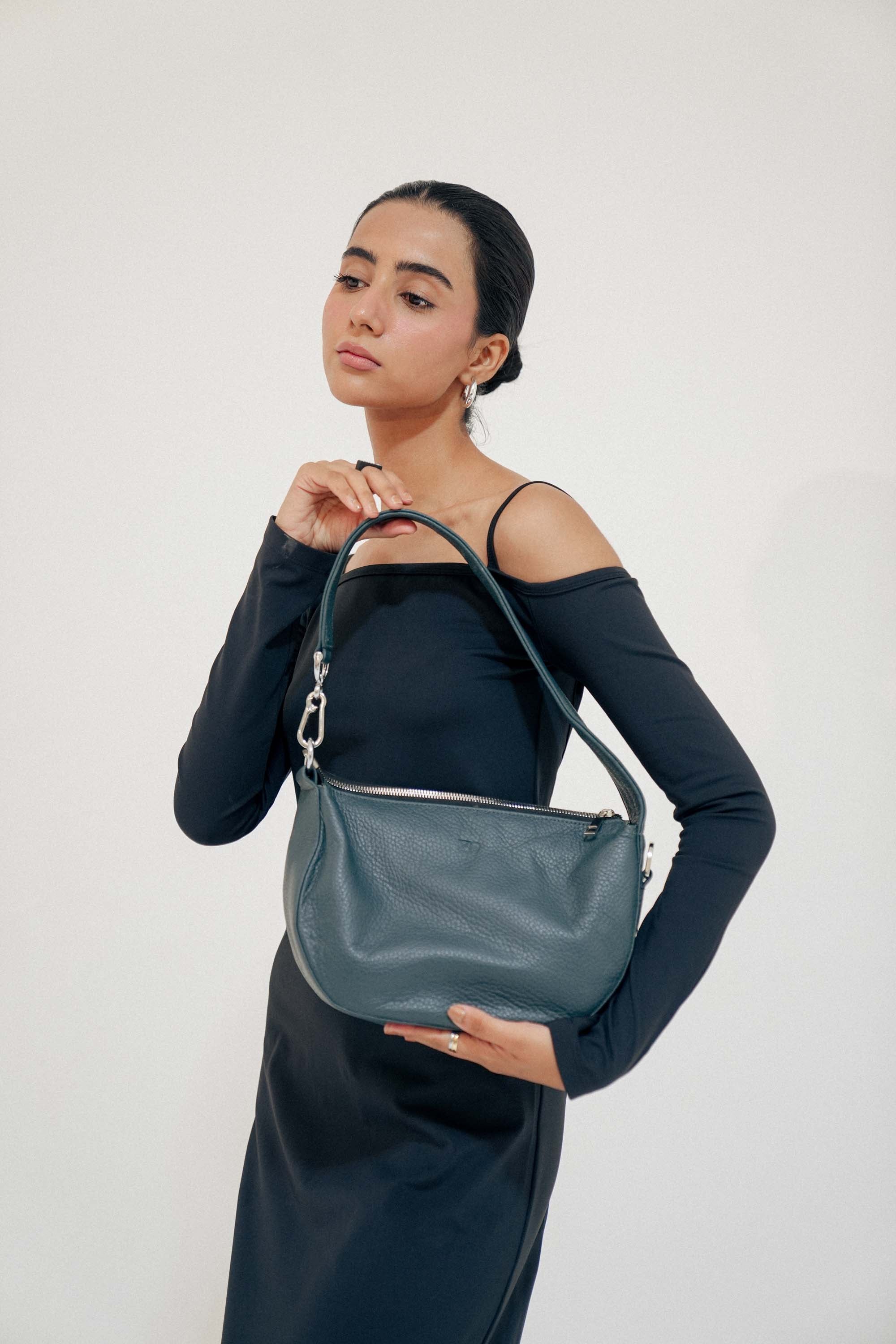 Shop Zahraas Leather Hobo Shoulder Bag dark Teal | Studio by TCS