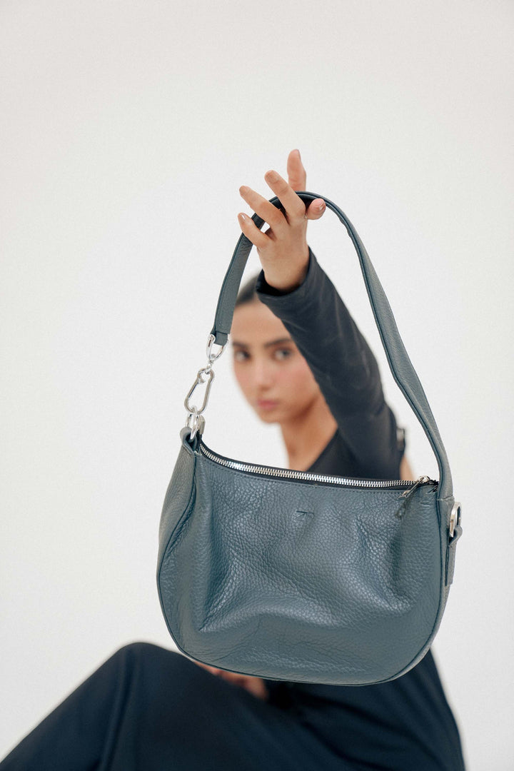 Zahraas Leather Hobo Shoulder Bag dark Teal