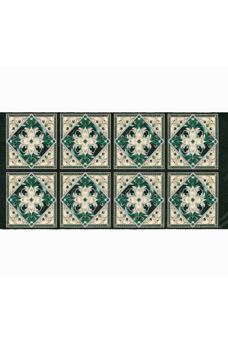 Black Wolf - GREEN VINTAGE ART SILK HIJAB - 1 Piece