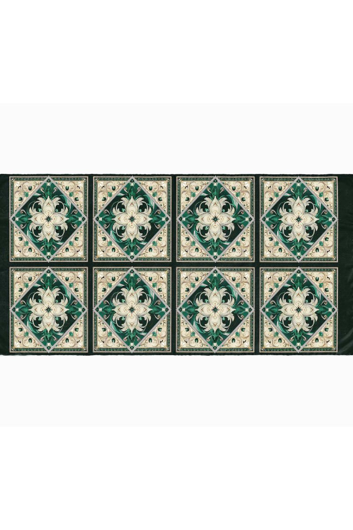 Black Wolf - GREEN VINTAGE ART SILK HIJAB - 1 Piece