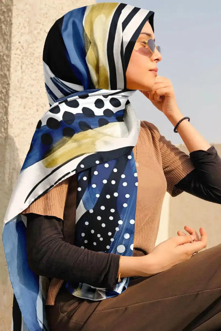 Black Wolf - PACIFIC ISLANDER SILK HIJAB - WHITE - 1 Piece