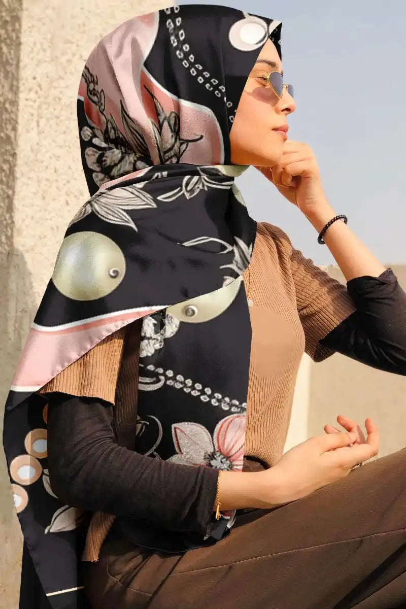 Black Wolf - TRISHKA SILK HIJAB - BLACK - 1 Piece
