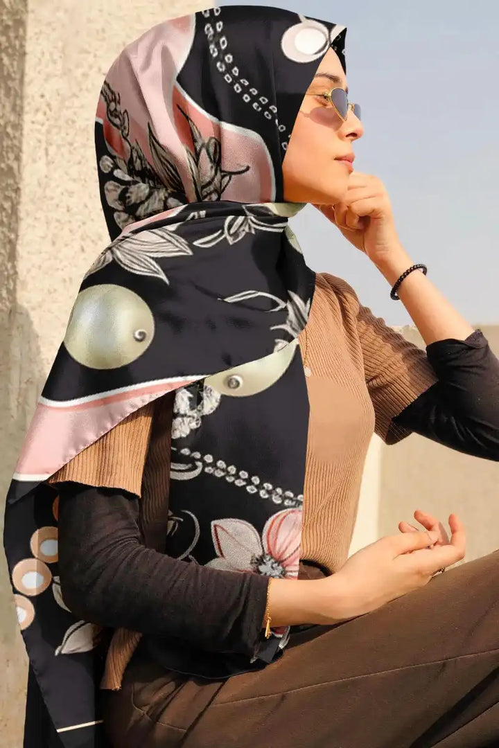 Black Wolf - TRISHKA SILK HIJAB - BLACK - 1 Piece