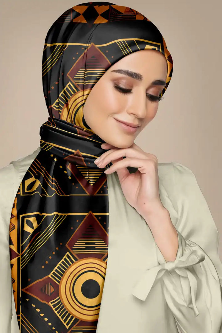 Black Wolf - LUXURY AFROFUTURISM SILK HIJAB - BLACK - 1 Piece