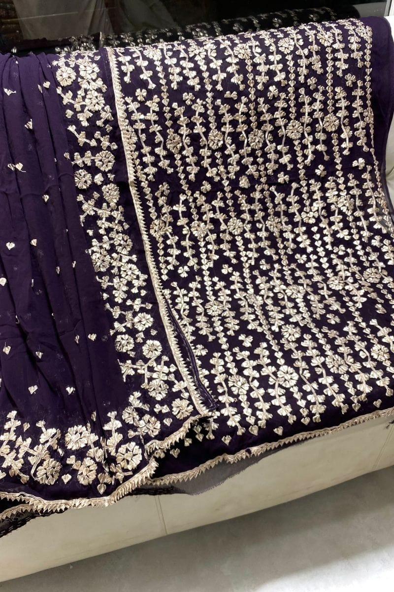 Design by Amina - Bamber Chiffon Gota Jal 2 Piece - Dark Purple - Studio by TCS