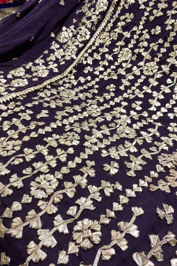 Design by Amina - Bamber Chiffon Gota Jal 2 Piece - Dark Purple - Studio by TCS