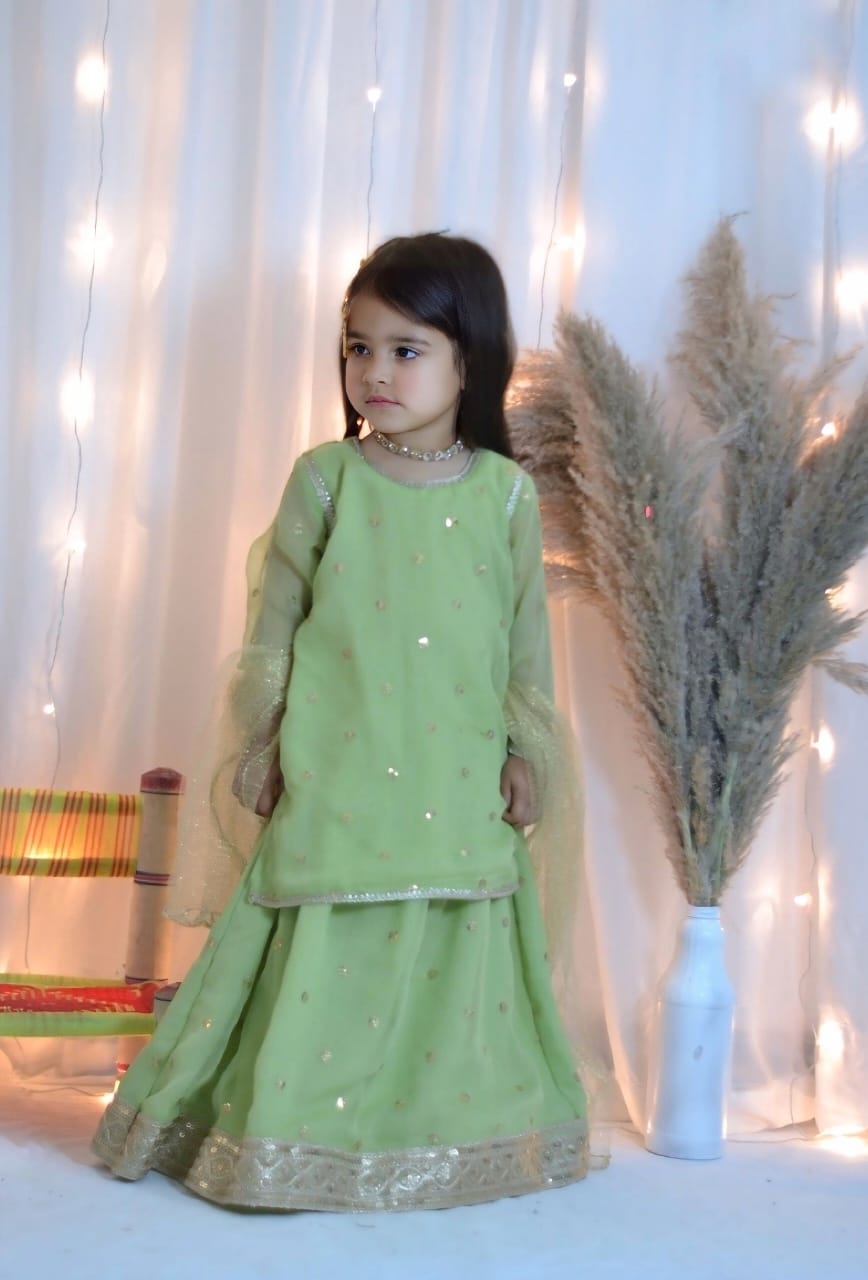 Mom4little - Green Lehenga set - 3 Piece
