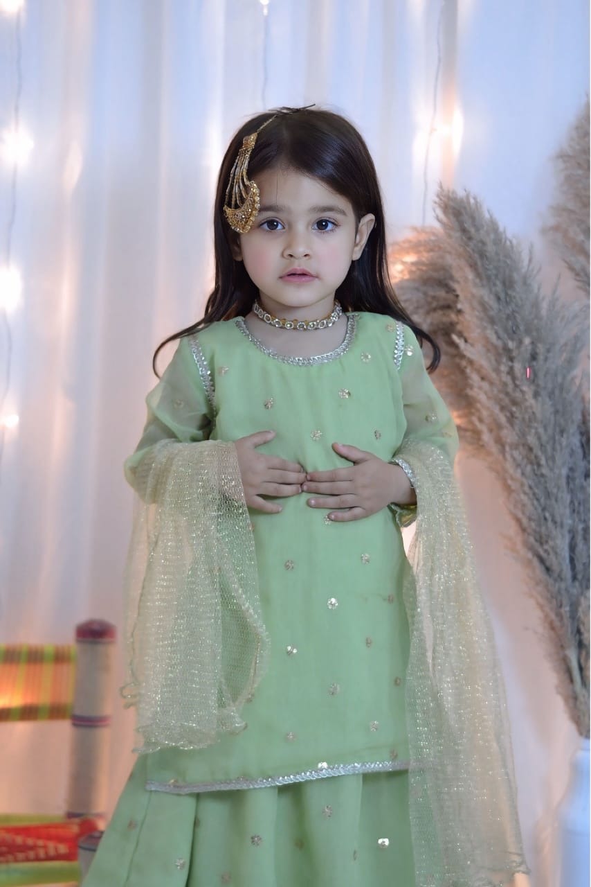 Mom4little - Green Lehenga set - 3 Piece