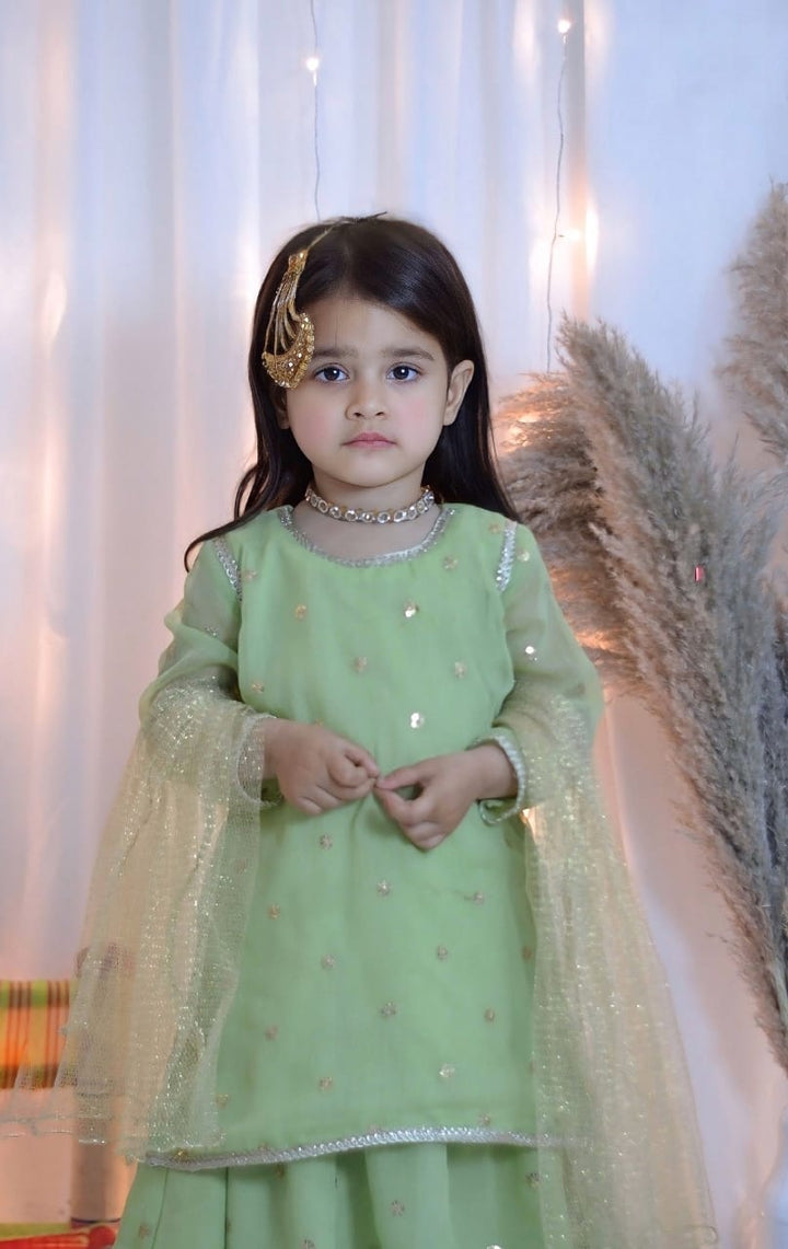 Mom4little - Green Lehenga set - 3 Piece