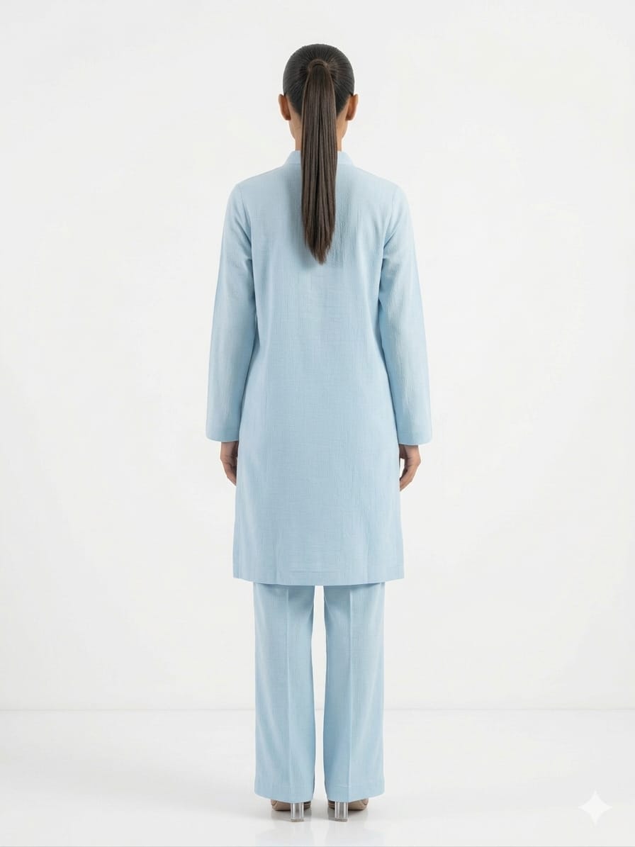 Gulabo - Cloud Set Blended Crepe Shirt For Women - Powder Blue - 1 Piece - Studio by TCS